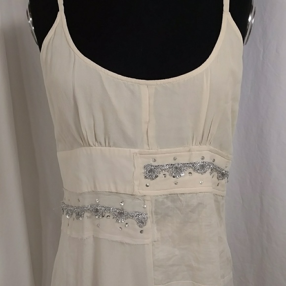 Ethereal Silk Slip Dress Tara Jarmon Paris Designer Neutral Cream Ivory Feminine - Picture 2 of 8